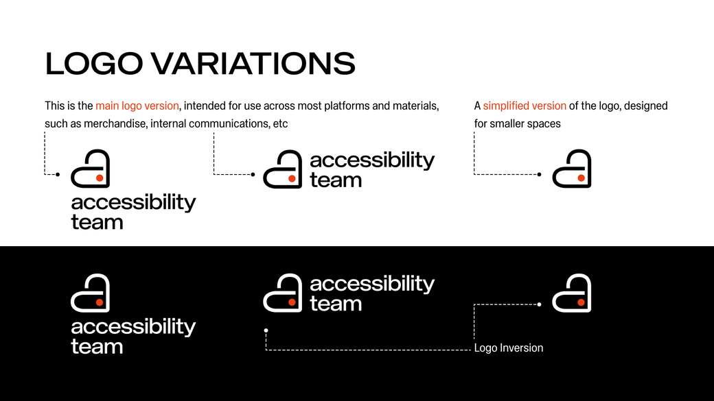 Logo variations — main, simplified and inverted on black