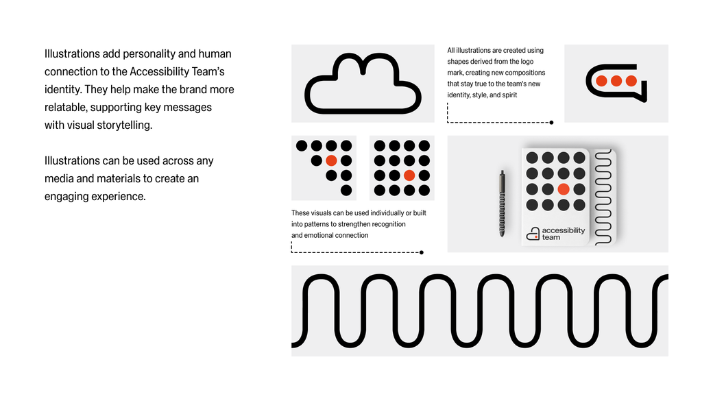 Illustration system built from shapes of the logo mark