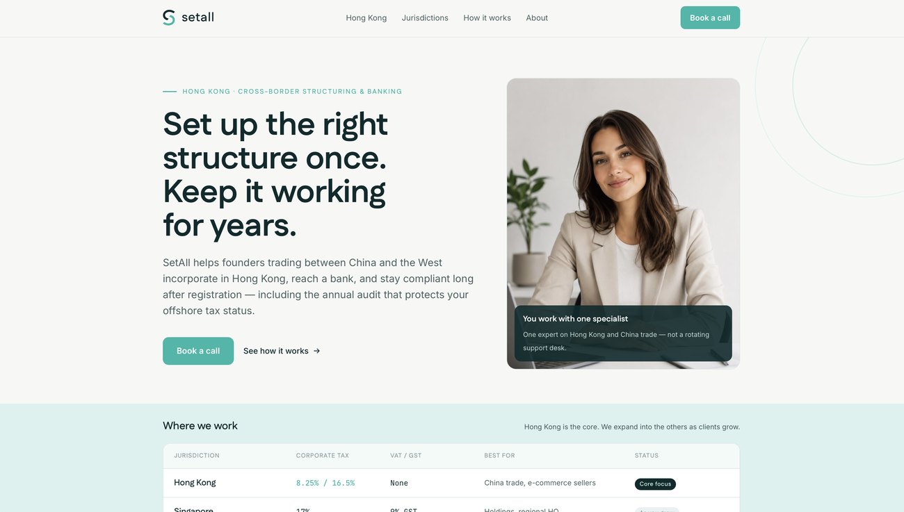 SetAll landing page hero — Set up the right structure once, keep it working for years