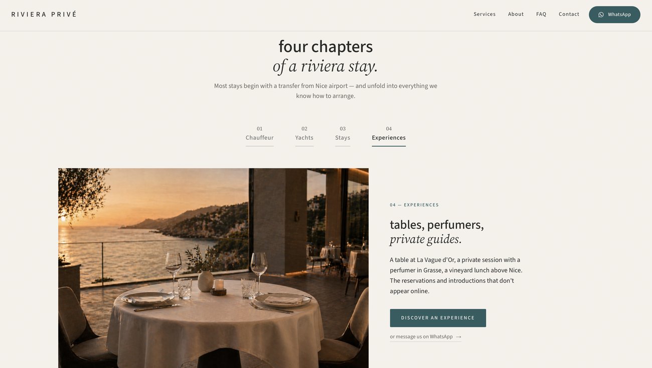 Riviera Privé website hero