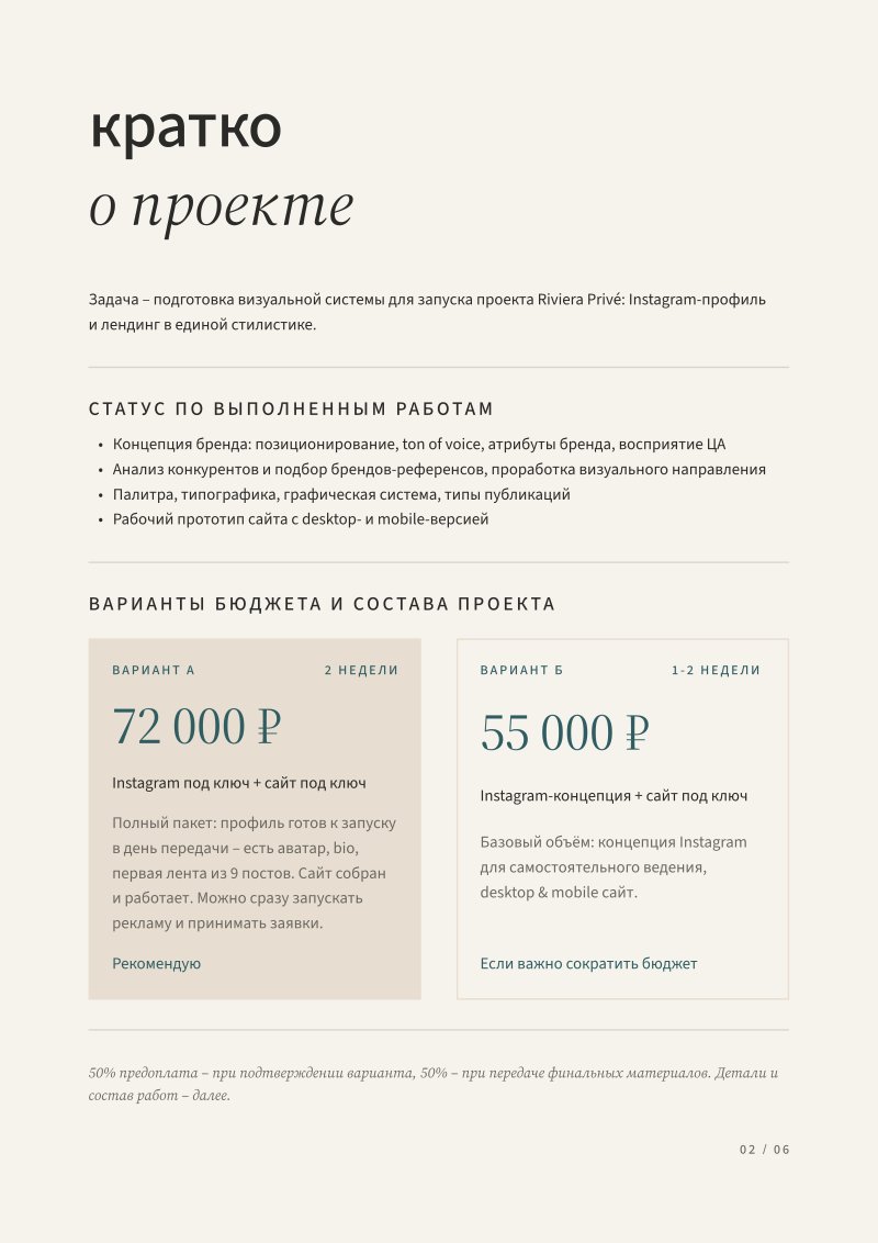 Riviera Privé proposal spread