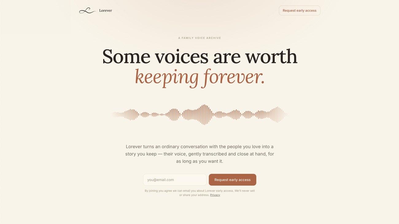 Lorever landing page